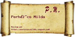 Perhócs Milda névjegykártya